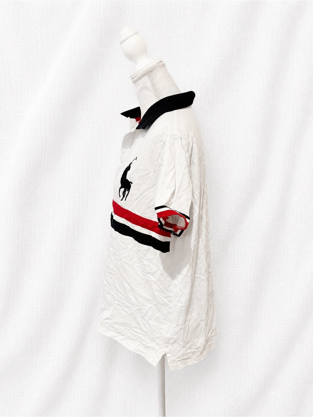 Polo by Ralph Lauren White Polo Shirt with Red and Navy Stripes - Picture 2 of 4